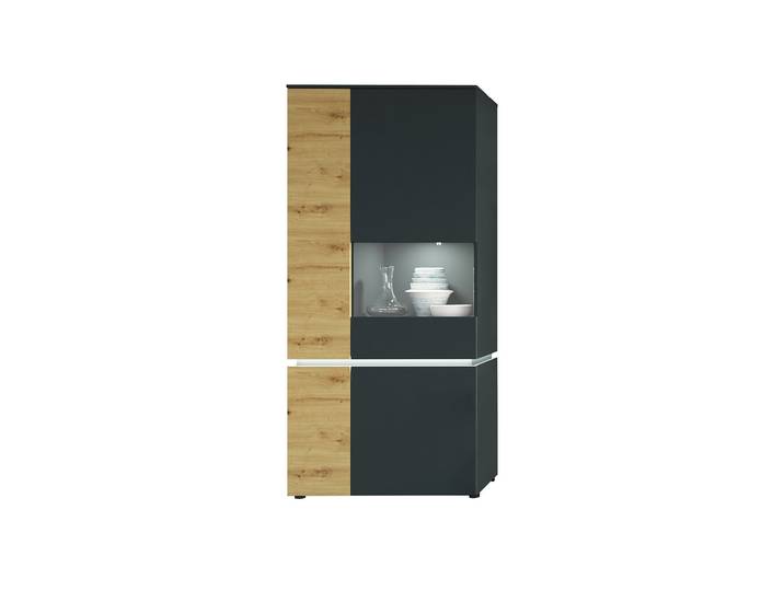 Vitrine mit Beleuchtung Artisan Eiche - grau B 90 x H 199 cm - LUCI