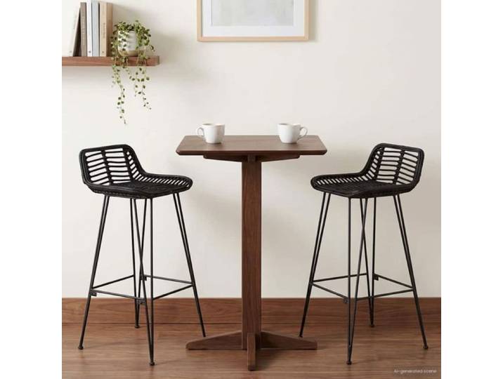 Tabouret de bar Vidaxl Tabouret de bar 2 pcs Noir 44 x 46 x 91 cm Rattan et Acier