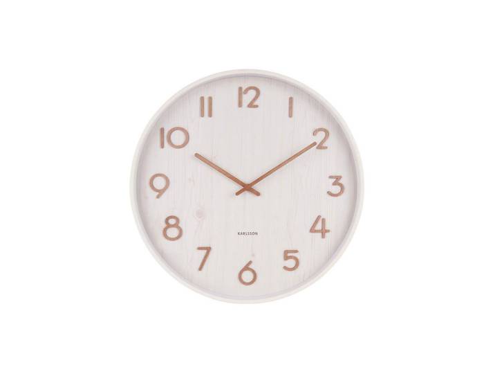 Onzeno Wanduhr Weiß 40x40cm, Holz, Rund, 40x40x1 cm, Dekoration, Uhren, Wanduhren