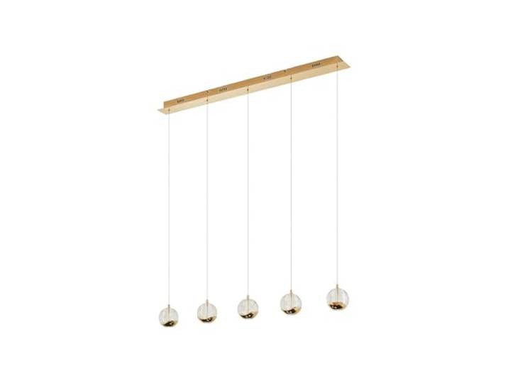 Lucande LED Esstisch Pendelleuchte Glas gold, Hängeleuchte Esszimmer 5x 5W Hängelampe Wohnzimmer Esszimmerlampe Küchenlampe