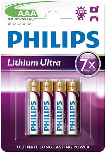 Philips Ultra AAA/LR03/MN2400   Pilhas Litio   4 unidades