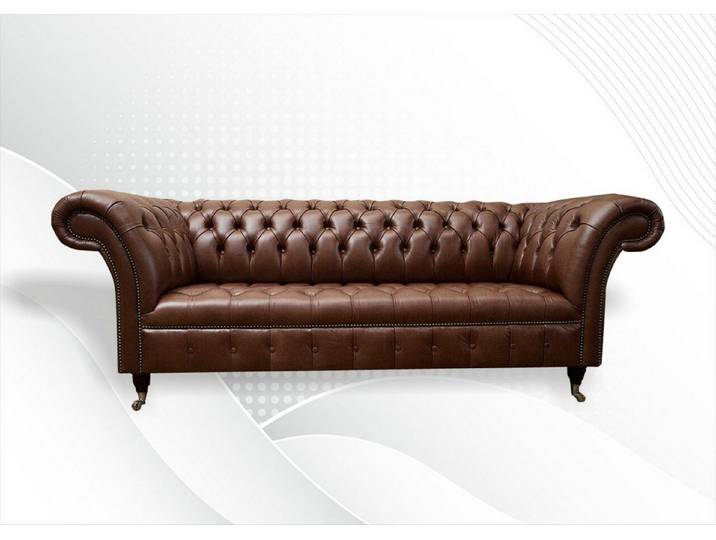 Xlmoebel Chesterfield-Sofa Klassisches Leder Sofa 3-Sitzer in Braun, Sofa 1 Teile, Made in Europa