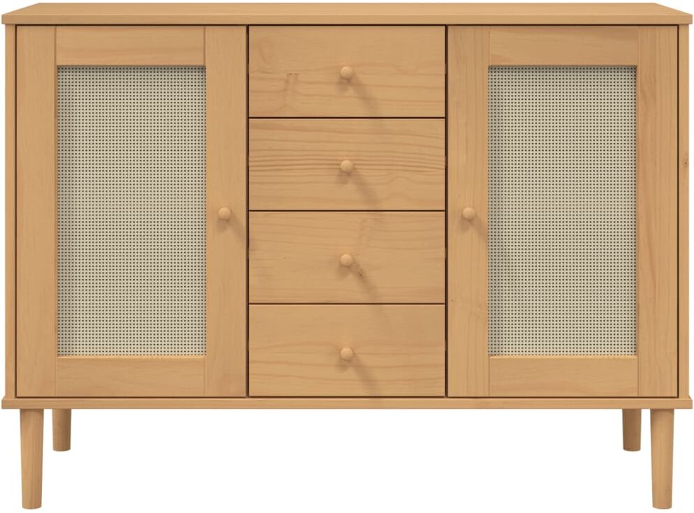 vidaXL Buffet SENJA aspect rotin marron 112x40x80cm bois massif de pin