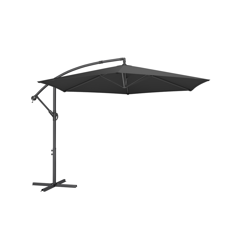 SONGMICS Sonnenschirm 350 cm mit Kurbel zum Öffnen und Schließen grau GPU117GZ01