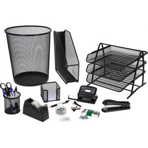BNT Schreibtischset 732098, Office in a Box, Metall, schwarz, 14-teilig