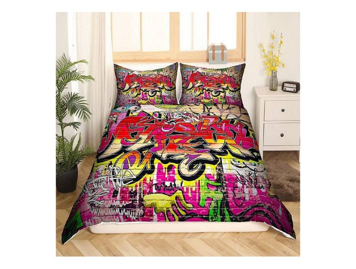 LuxusKollektion Kinderbettwäsche Bettwäsche Set Graffiti 135x200cm 3D Druck