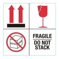 Rillprint, Etiketten, Hinweisetiketten FRAGILE / DO NOT STACK permanent klebend, Farbe: weiss / rot / schwarz
