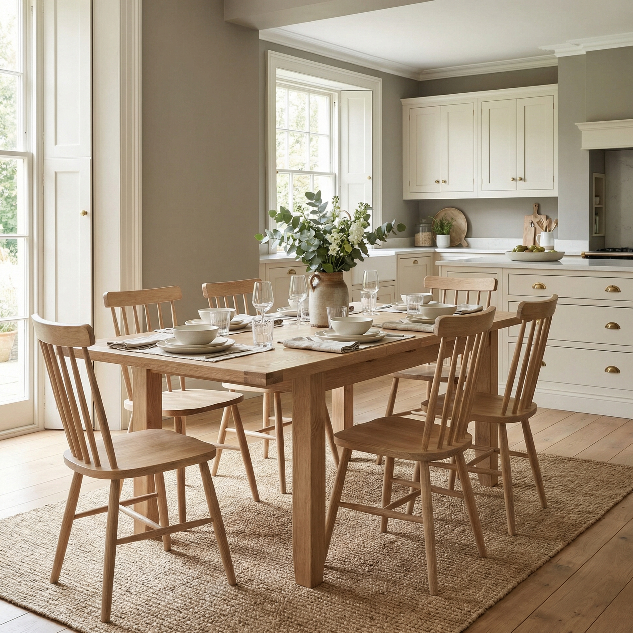 Burford Set of 2 Spindleback Dining Chairs in Natural Oak