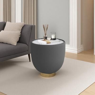 VIVIADORE Modern Round Coffee End Table,Sintered Stone Top,Luxurious Accent Side Table for Living Room,Bedroom or Office