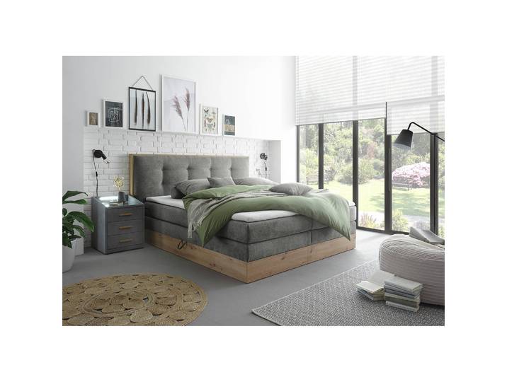 Boxspringbett Naumburg 180 x 200cm Microfaser Grau/Dunkelgrau