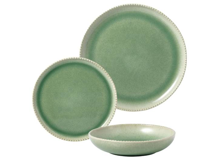 Service à vaisselle 12 pièces Vert en Grès Pearl CARREFOUR HOME