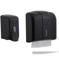CleanSV® Via Set Schwarz  Seifenspender 500 ml. und Papierhandtuchspender