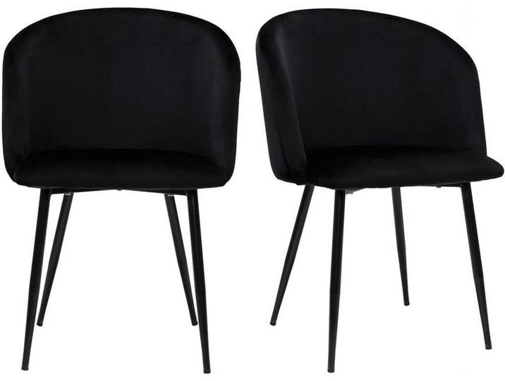 Chaises design noires en tissu velours et métal (lot de 2) VANITY