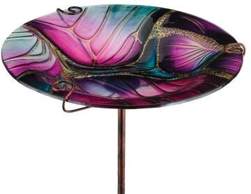 Regal Art and Gift Regal Art & Gift 24 Inch Birdbath/Feeder Stake - Swirl Purple