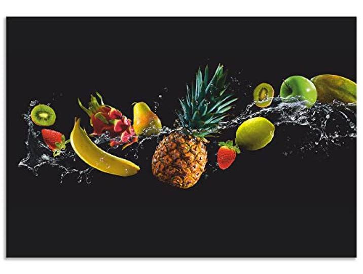 ARTland Spritzschutz Küchenrückwand aus Alu für Küche Herd Spüle 80x55 cm (BxH) viele weitere Größen Design Obst Früchte Schwarz U1TG