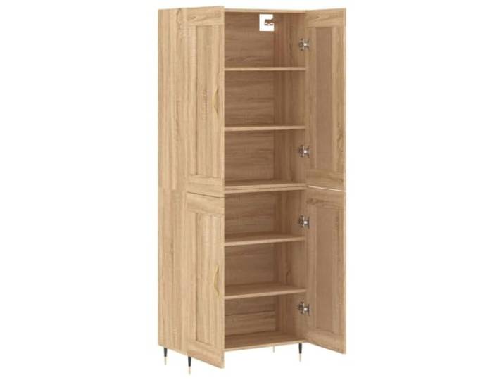 KTHLBRH Sideboard Eiche Sonoma 69,5 x 34 x 180 cm Holz mehrschichtig Metallfüße, großer Stauraum, moderner Schrank, Montage erforderlich