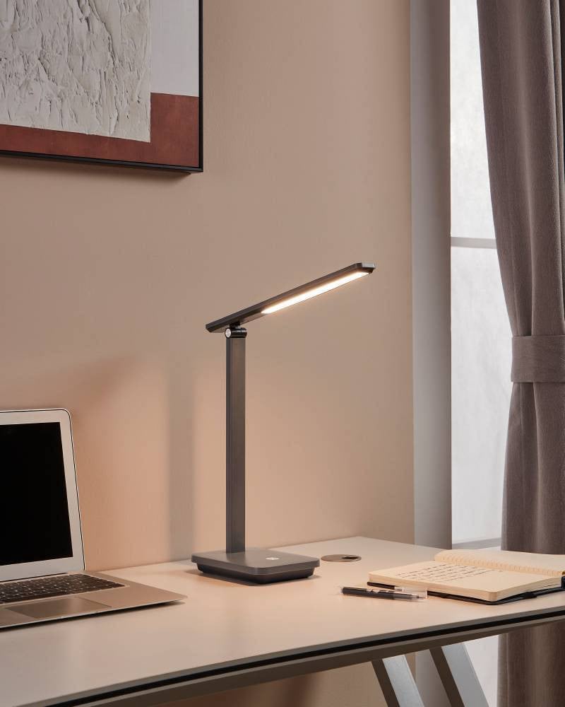 Eglo Led bureaulamp Iniesta grijs modern met dimfunctie en touchbediening