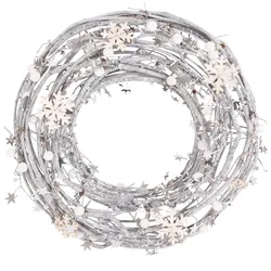 Tarrington House Weihnachtskranz, Holz, Ø 34 cm, dekoriert, silber