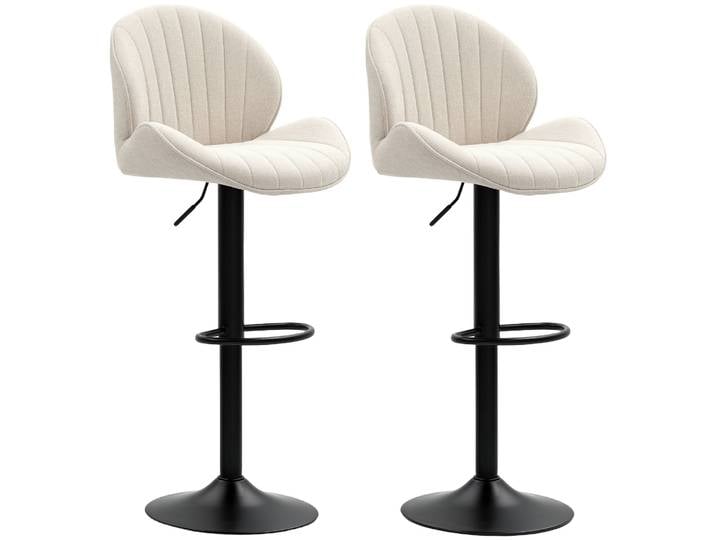 HOMCOM Lot de 2 tabourets de bar, chaises de bar pivotantes, forme de coquillage, chaise haute cuisine avec dossier, hauteur rég
