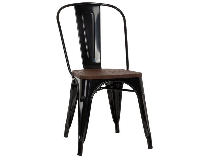 Mid.you Stuhl, Schwarz, Dunkelbraun, Metall, Holz, Ulme, konisch, 44x84x54 cm, stapelbar, Esszimmer, Stühle, Esszimmerstühle