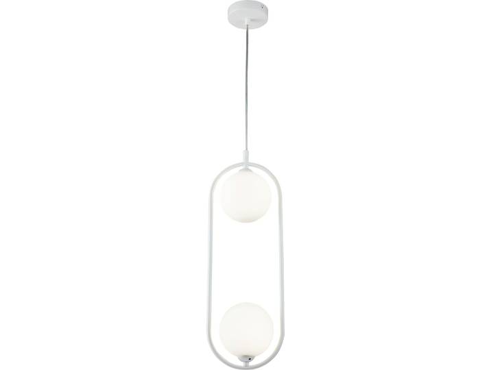 Suspension\, métal\, 2 flammes\, blanc mat\, H 204cm