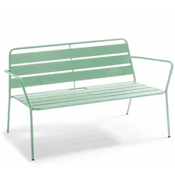 Oviala Business Terrassensofa aus Metall in Salbeigrün