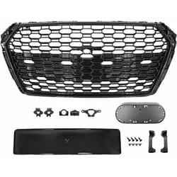 Sportgrill Frontgrill Kühlergrill Wabengrill Passend für Audi A4 B9 Grill ohne Emblem ab 16- Schwarz Glanz