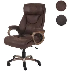 Bürostuhl Dallas, Schreibtischstuhl Drehstuhl Chefsessel, FSC®-zertifiziert ~ Wildleder-Optik taupe-braun