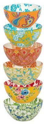 Certified International Damask Floral Assorted Designs All Purpose Bowls, Set of 6