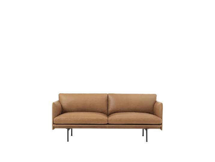 Muuto Outline Sofa 2-Sitzer Refine leather cognac-Black