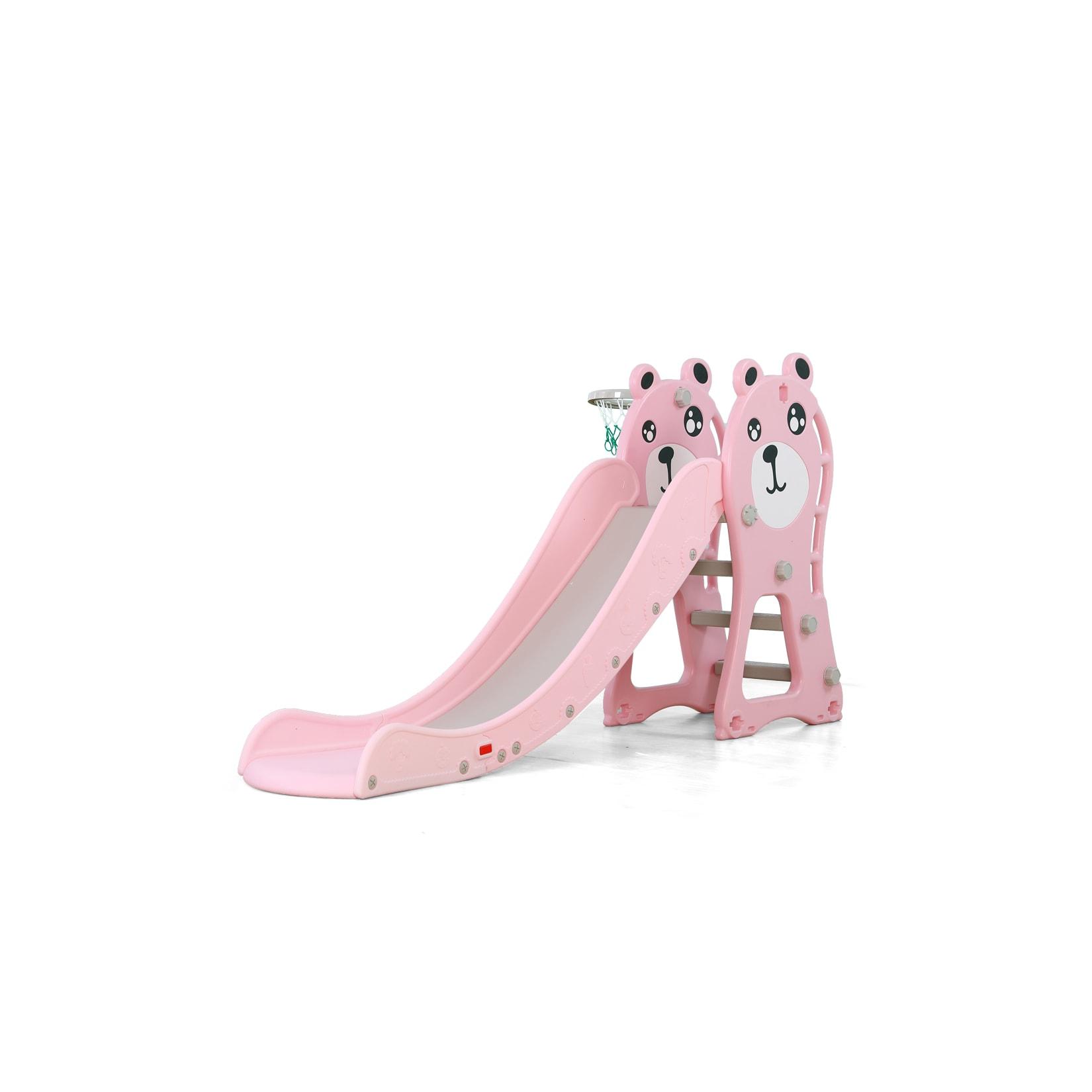 Moni Kinderrutsche Pooh 18024, Basketballkorb, bis 40 kg, 172 cm Rutschlänge rosa