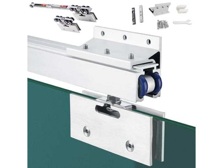 Schiebetürschiene, Schrank-Schiebetürschiene, sanft verschiebbare Glastürschiene, Hardware, Soft-Close-Schiebetürschiene mit 8-Rollen-Aufhängern
