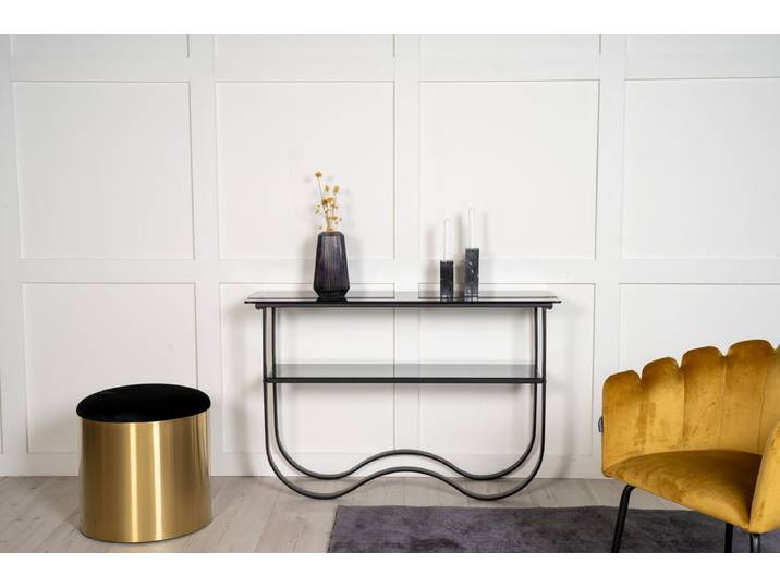 Beistelltisch Velo – modernes Design mit Glasplatte - Schwarz - Luxusbetten24