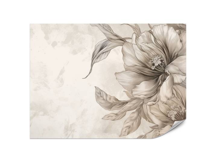 FOTOTAPETE für Schlafzimmer Zarte Beige Blumen Minimalismus Modern 200x140