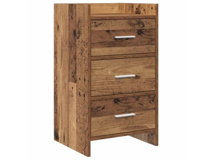KGFHERENB Nachttisch Altholz 40x36x70 cm Holzwerkstoff 3 Schubladen Kompakter Nachtschrank fürs Schlafzimmer mit robusten Metallgriffen und viel Platz für persönliche Alltagsgegenstände.