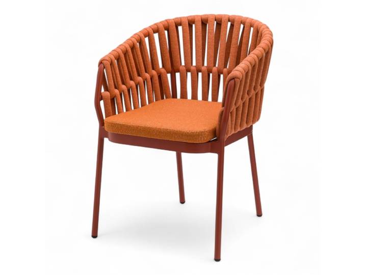 Fauteuil de terrasse BANDOL - Cordage et Coussin - Terracotta