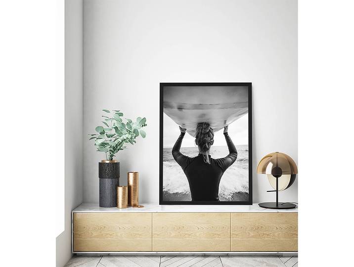 Tableau déco Ready to surf Cadre : hêtre massif verni Revêtement : plexiglas Noir 73 x 93cm