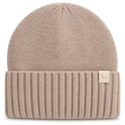 Cashmera Beanie Strickmütze mit Umschlag - braun
