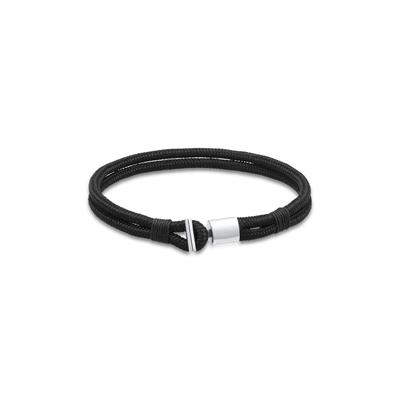 Armband KUZZOI "Textilband Knoten Haken Basic Cool 925er Silber", silber, Armbänder, Herren, 19cm, ohne Stein, Silber 925 (Sterlingsilber), Armband