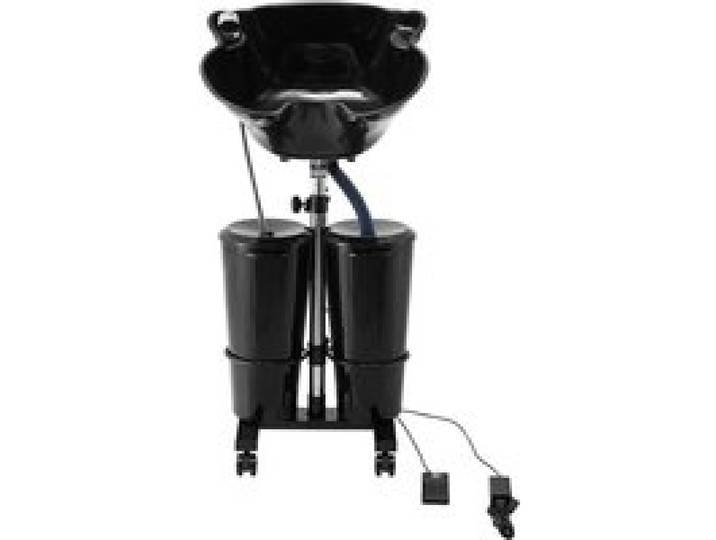 VEVOR Bac à Shampoing Portable, Lavabo Lave Cheveux Hauteur et Angle Réglables, avec Pompe, Tuyau de Vidange, 2 Seaux, 2 Pommes de Douche, Évier pour Laver Cheveux, Salon de Coiffure de Beauté, Noir
