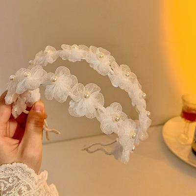 Fashion Sheath Elegant Pearl Flower Headband For Bridal And Fairy Aesthetic Hair Styling Elegant Pearl Flower Headband For Bridal And Fairy Aesthetic Hair Styling