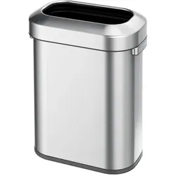 Mülleimer EKO Urban oval 60 Liter Matt Edelstahl stilvoller, offener Abfallsammler aus gebürstetem Edelstahl