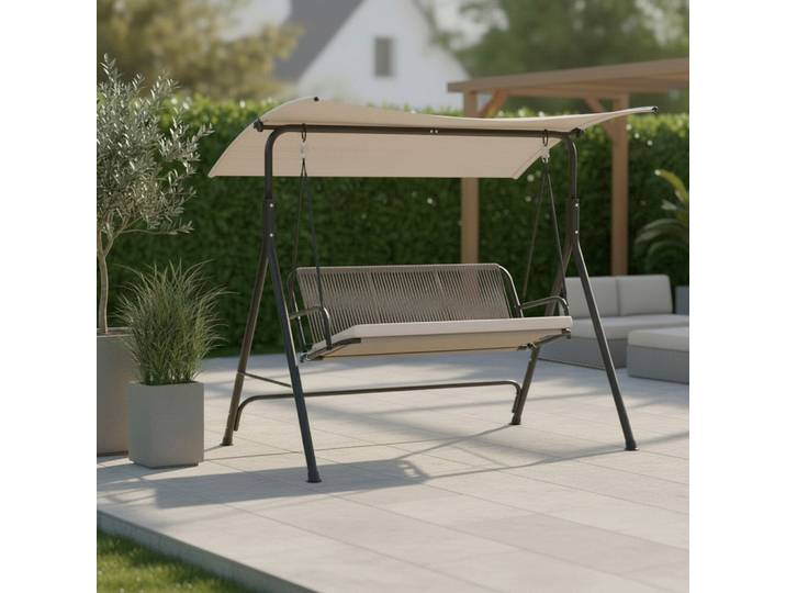 Hollywoodschaukel Savanna Hellgrau Outdoorstoff/Metall