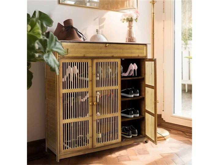 Meuble Chaussure Entrée Armoire à Chaussures Rangement avec Étagères et Tiroir 93x32x98cm