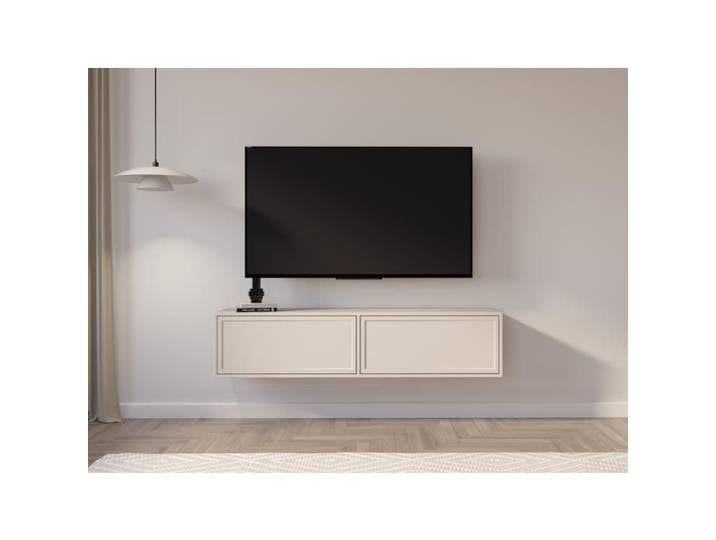 Meuble TV 2 portes suspendu – VELVETO – Cachemire – 140 cm
