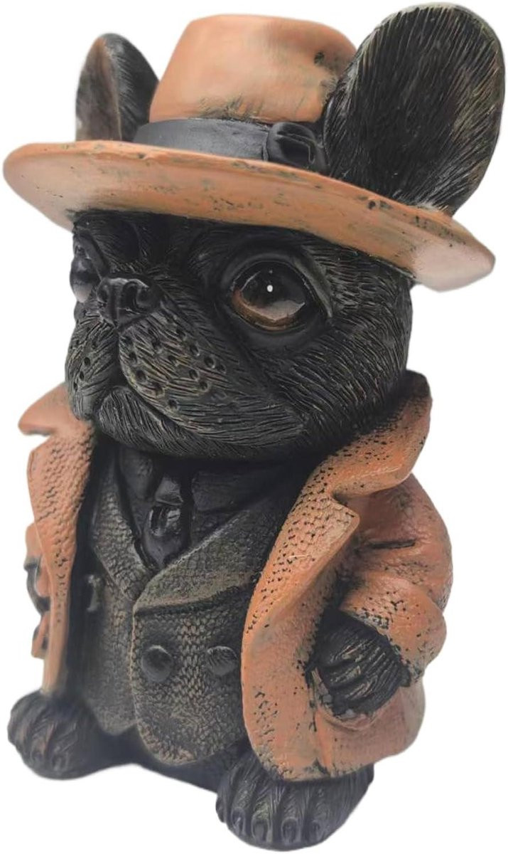 Bulldog beeld Gentleman stijl meerkleurig Hoogte: 9,4 cm