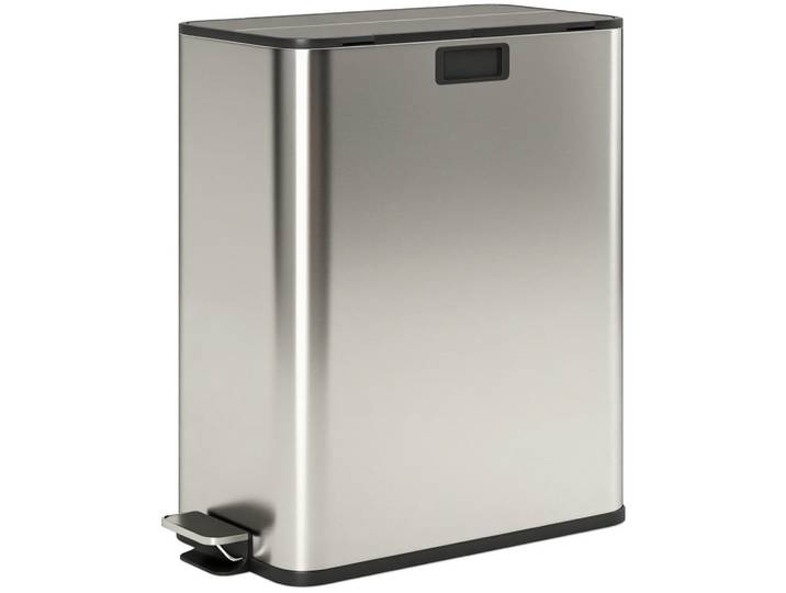 Homcom Küchenmülleimer Edelstahl Silber, Silberfarben, Metall, 30x67x53.4 cm, Badaccessoires, Abfalleimer