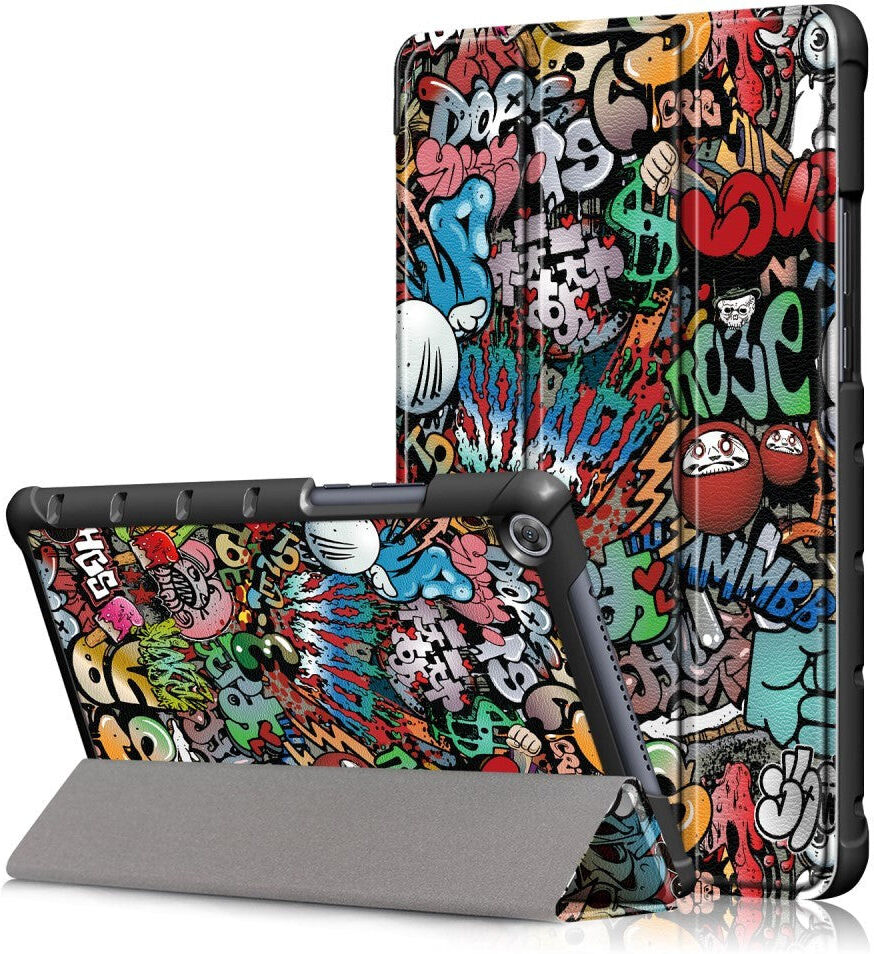INCOVER Huawei MediaPad M5 Lite 8 Læder Cover m. Folde & Standerfunktion - Cartoon Graffiti