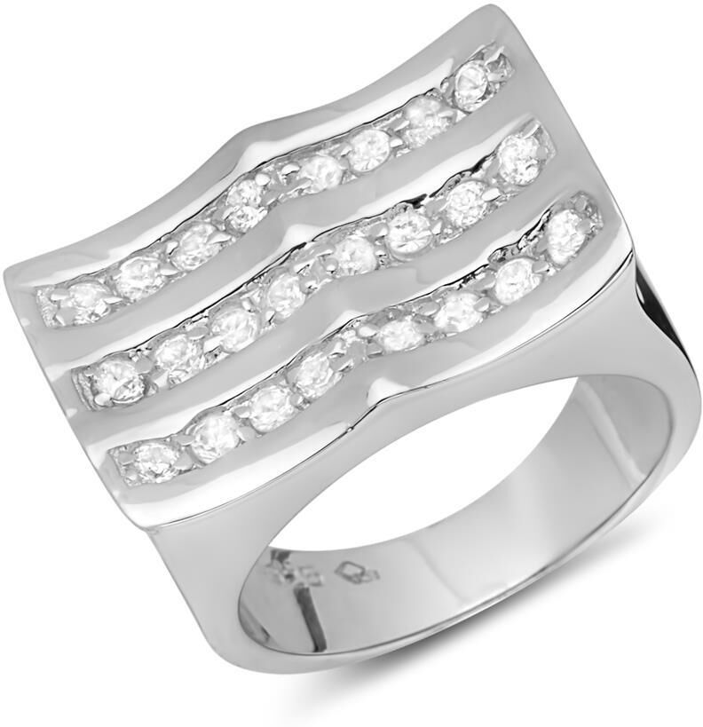 Unique Extravaganter Silberring Zirkonia rhodiniert