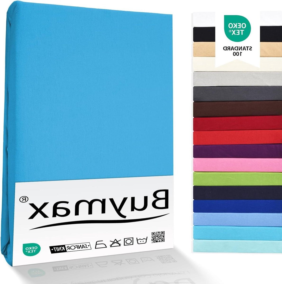 Turkoois Jersey Hoeslaken van Katoen voor Volwassenen - 160x200 cm